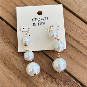Crown & Ivy Pearl-Inspired Gold Earrings